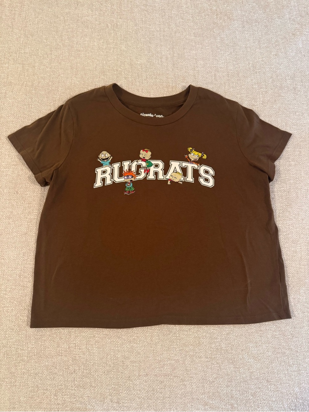 Nickelodeon Rugrats Brown Cropped T-Shirt 90's vintage style size Large